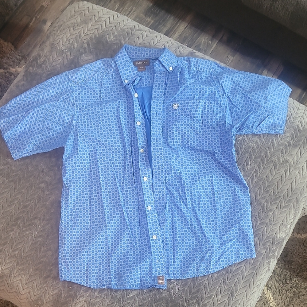 Ariat Men's Blue Geometric Button Down Shirt